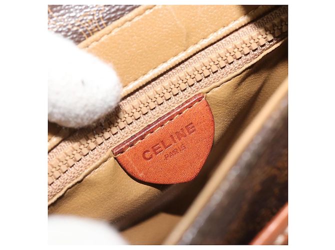 Céline Borsa a tracolla CELINE Macadam Canvas PVC Pelle Marrone Oro Auth ep14938 D'oro - vista 18