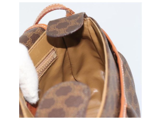 Céline Borsa a tracolla CELINE Macadam Canvas PVC Pelle Marrone Oro Auth ep14938 D'oro - vista 19