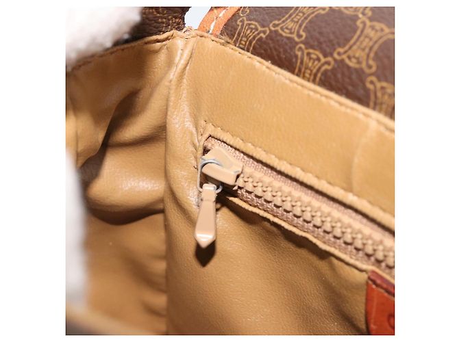 Céline Borsa a tracolla CELINE Macadam Canvas PVC Pelle Marrone Oro Auth ep14938 D'oro - vista 21