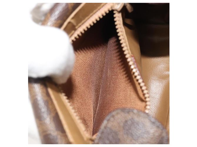 Céline Borsa a tracolla CELINE Macadam Canvas PVC Pelle Marrone Oro Auth ep14938 D'oro - vista 22