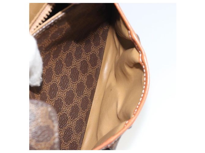 Céline Borsa a tracolla CELINE Macadam Canvas PVC Pelle Marrone Oro Auth ep14938 D'oro - vista 23