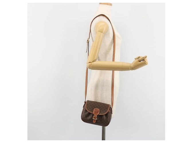 Céline Borsa a tracolla CELINE Macadam Canvas PVC Pelle Marrone Oro Auth ep14938 D'oro - vista 24