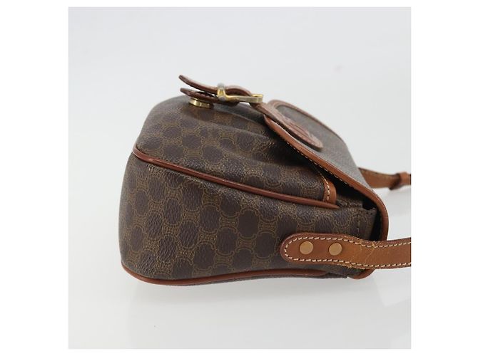 Céline Borsa a tracolla CELINE Macadam Canvas PVC Pelle Marrone Oro Auth ep14938 D'oro - vista 3