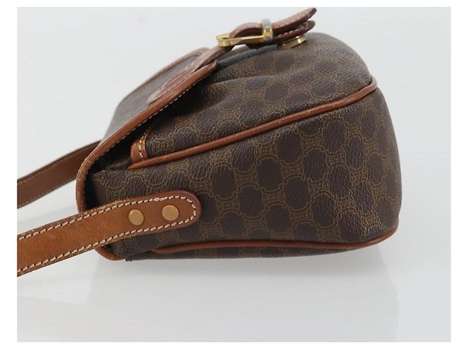 Céline Borsa a tracolla CELINE Macadam Canvas PVC Pelle Marrone Oro Auth ep14938 D'oro - vista 4