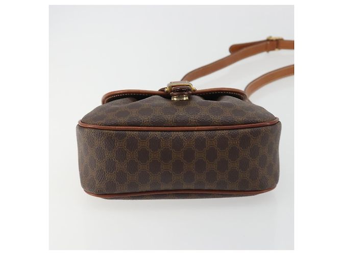 Céline Borsa a tracolla CELINE Macadam Canvas PVC Pelle Marrone Oro Auth ep14938 D'oro - vista 5
