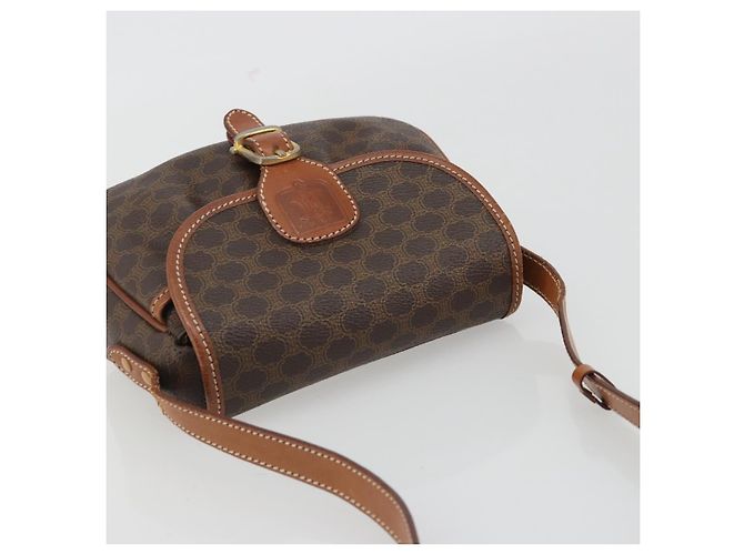 Céline Borsa a tracolla CELINE Macadam Canvas PVC Pelle Marrone Oro Auth ep14938 D'oro - vista 6