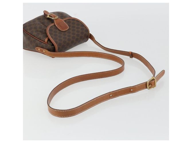 Céline Borsa a tracolla CELINE Macadam Canvas PVC Pelle Marrone Oro Auth ep14938 D'oro - vista 7
