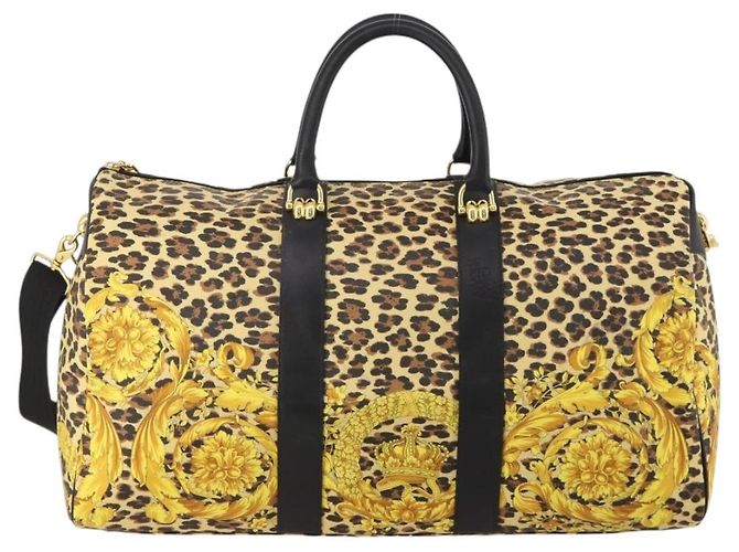 Borsa Boston Gianni Versace in PVC e tela 2way Giallo Oro Autentica 187294 - vista 13