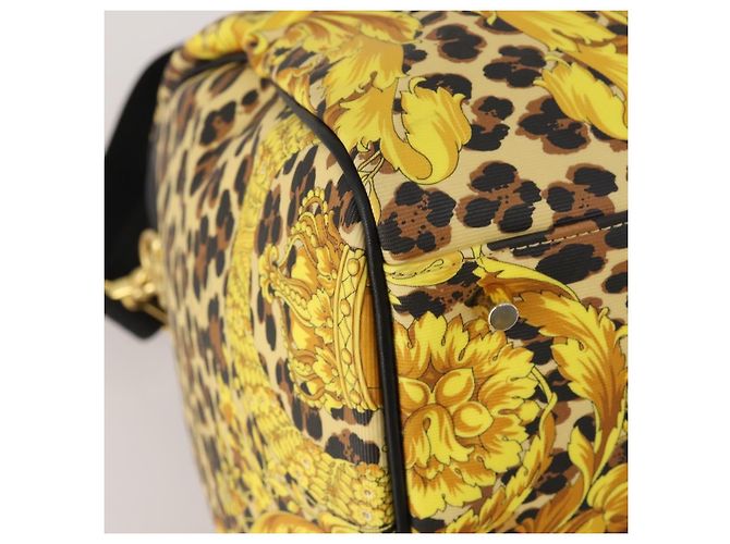 Borsa Boston Gianni Versace in PVC e tela 2way Giallo Oro Autentica 187294 - vista 16