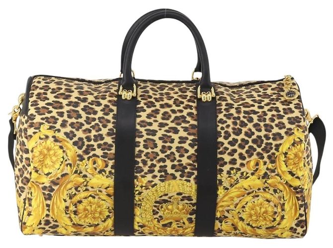 Borsa Boston Gianni Versace in PVC e tela 2way Giallo Oro Autentica 187294 - vista 2