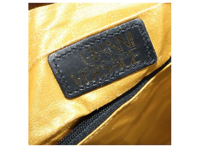 Borsa Boston Gianni Versace in PVC e tela 2way Giallo Oro Autentica 187294 - vista 22
