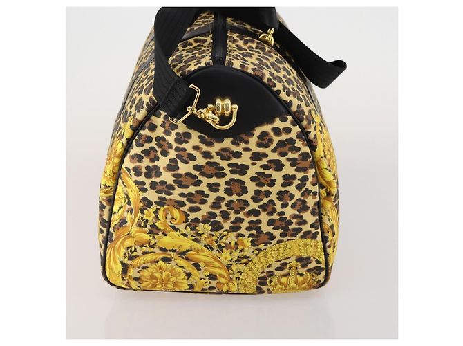 Borsa Boston Gianni Versace in PVC e tela 2way Giallo Oro Autentica 187294 - vista 3