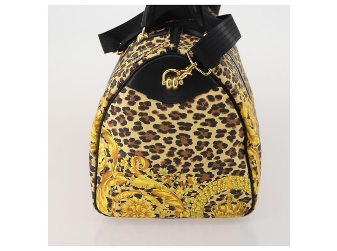 Borsa Boston Gianni Versace in PVC e tela 2way Giallo Oro Autentica 187294 - vista 4