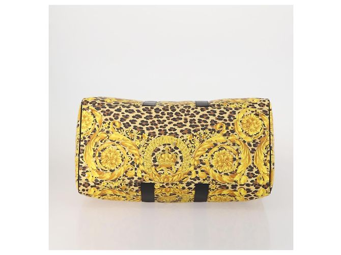 Borsa Boston Gianni Versace in PVC e tela 2way Giallo Oro Autentica 187294 - vista 5