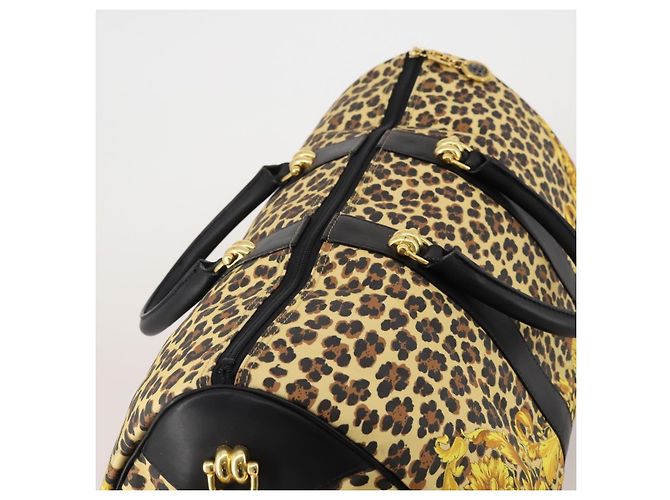 Borsa Boston Gianni Versace in PVC e tela 2way Giallo Oro Autentica 187294 - vista 6
