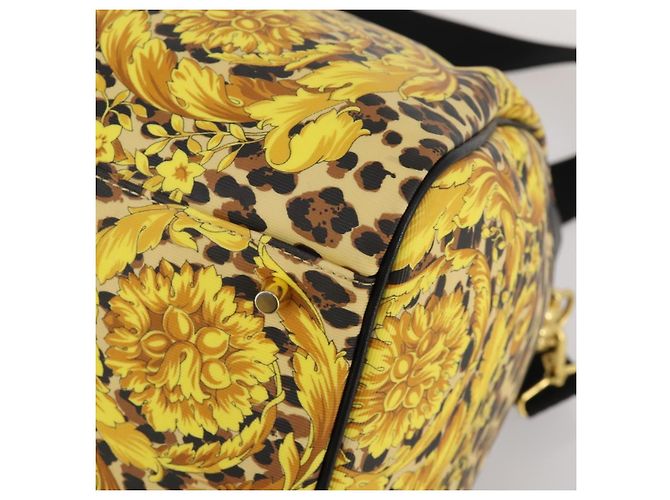 Borsa Boston Gianni Versace in PVC e tela 2way Giallo Oro Autentica 187294 - vista 9