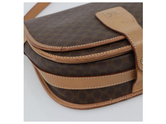 Céline Borsa a tracolla CELINE Macadam Canvas PVC Pelle Marrone Oro Auth ka5079 D'oro - vista 14