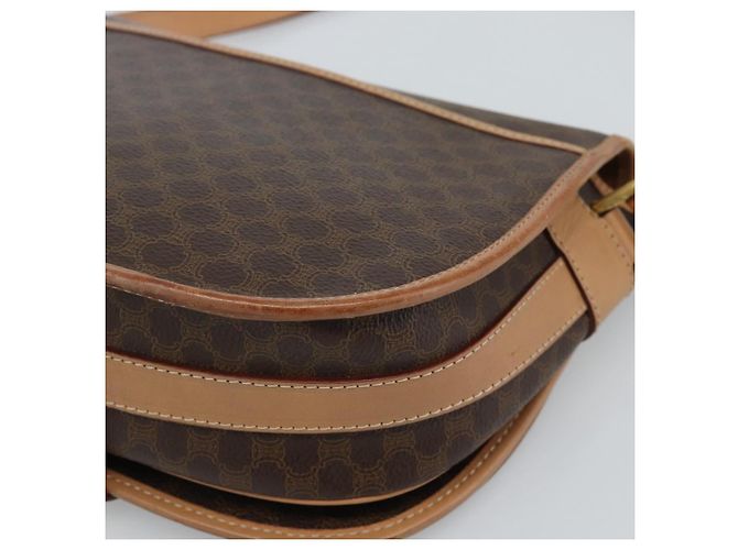 Céline Borsa a tracolla CELINE Macadam Canvas PVC Pelle Marrone Oro Auth ka5079 D'oro - vista 15