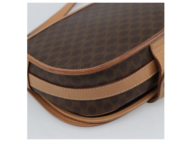 Céline Borsa a tracolla CELINE Macadam Canvas PVC Pelle Marrone Oro Auth ka5079 D'oro - vista 16