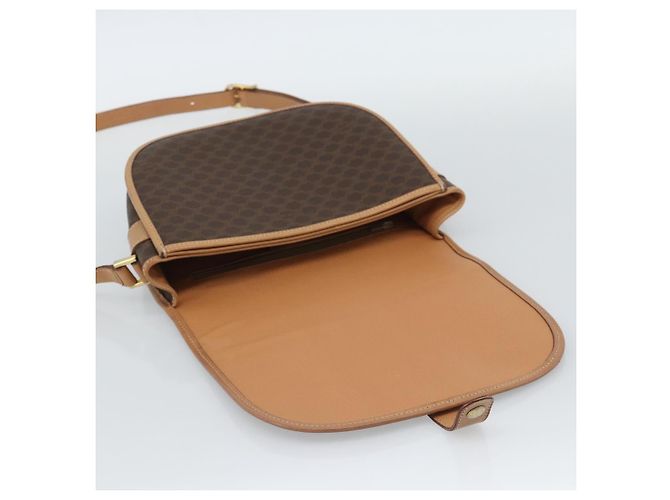 Céline Borsa a tracolla CELINE Macadam Canvas PVC Pelle Marrone Oro Auth ka5079 D'oro - vista 17