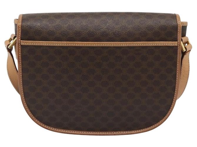 Céline Borsa a tracolla CELINE Macadam Canvas PVC Pelle Marrone Oro Auth ka5079 D'oro - vista 2
