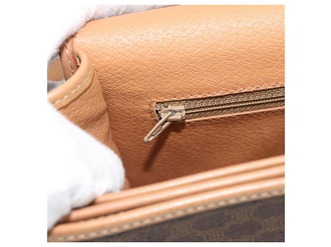 Céline Borsa a tracolla CELINE Macadam Canvas PVC Pelle Marrone Oro Auth ka5079 D'oro - vista 20