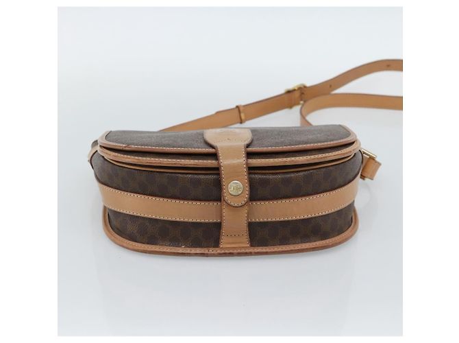Céline Borsa a tracolla CELINE Macadam Canvas PVC Pelle Marrone Oro Auth ka5079 D'oro - vista 5