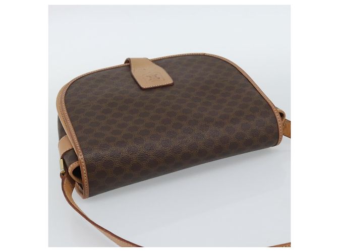 Céline Borsa a tracolla CELINE Macadam Canvas PVC Pelle Marrone Oro Auth ka5079 D'oro - vista 6