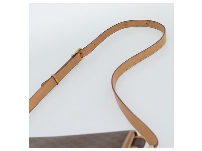 Céline Borsa a tracolla CELINE Macadam Canvas PVC Pelle Marrone Oro Auth ka5079 D'oro - vista 8