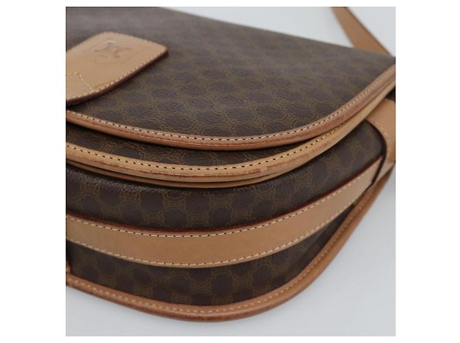 Céline Borsa a tracolla CELINE Macadam Canvas PVC Pelle Marrone Oro Auth ka5079 D'oro - vista 9