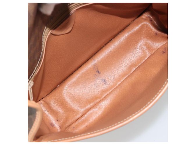 Céline Borsa a tracolla circolare CELINE Macadam Canvas PVC Pelle Marrone Oro Auth 189595 D'oro - vista 10