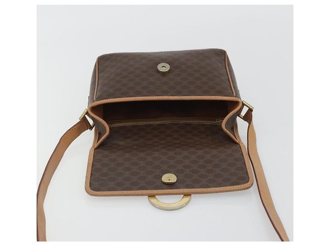 Céline Borsa a tracolla circolare CELINE Macadam Canvas PVC Pelle Marrone Oro Auth 189595 D'oro - vista 18