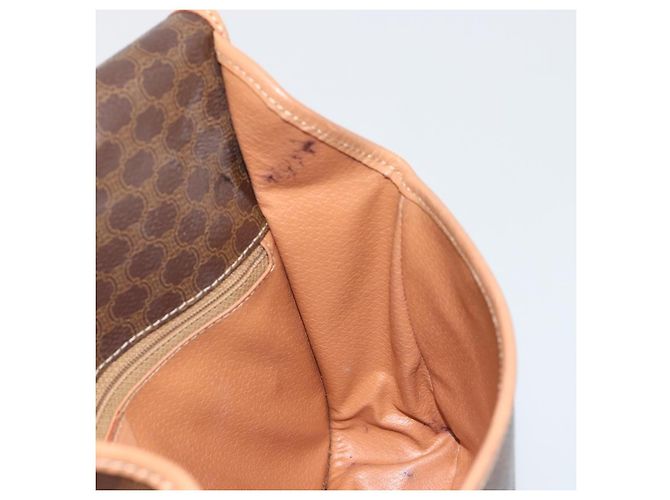 Céline Borsa a tracolla circolare CELINE Macadam Canvas PVC Pelle Marrone Oro Auth 189595 D'oro - vista 19