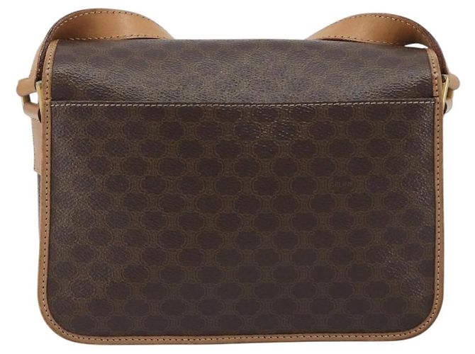 Céline Borsa a tracolla circolare CELINE Macadam Canvas PVC Pelle Marrone Oro Auth 189595 D'oro - vista 2