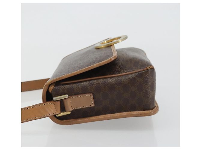 Céline Borsa a tracolla circolare CELINE Macadam Canvas PVC Pelle Marrone Oro Auth 189595 D'oro - vista 4
