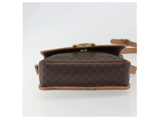 Céline Borsa a tracolla circolare CELINE Macadam Canvas PVC Pelle Marrone Oro Auth 189595 D'oro - vista 5