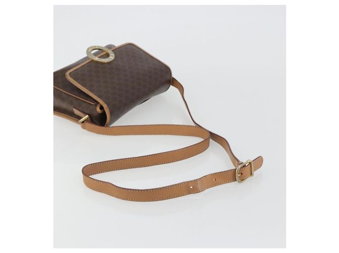 Céline Borsa a tracolla circolare CELINE Macadam Canvas PVC Pelle Marrone Oro Auth 189595 D'oro - vista 7