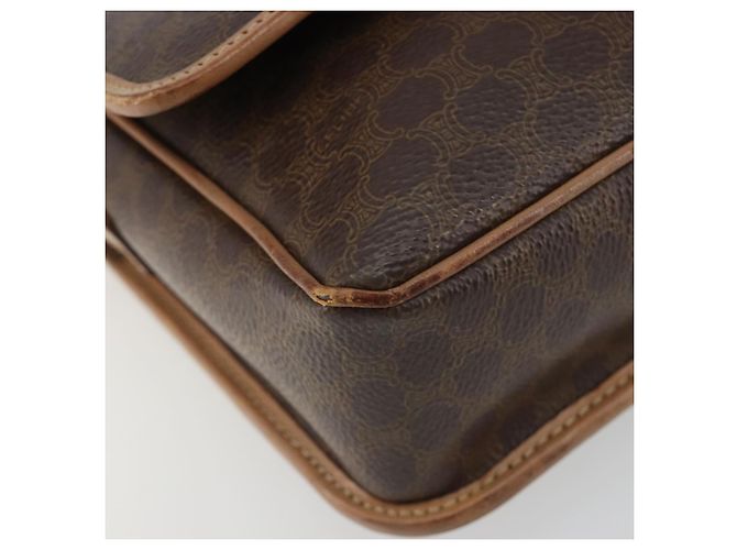 Céline Borsa a tracolla circolare CELINE Macadam Canvas PVC Pelle Marrone Oro Auth 189595 D'oro - vista 9