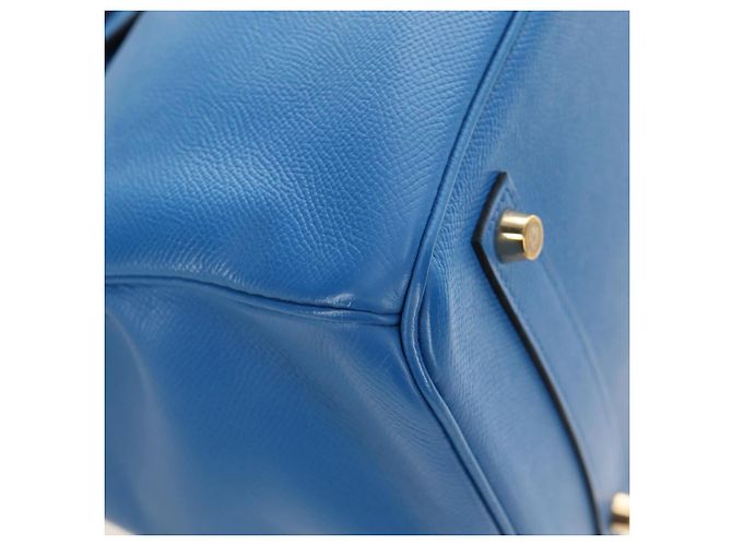 Hermès Borsa HERMES Birkin 35 in pelle blu oro autentica 188015SM D'oro - vista 10