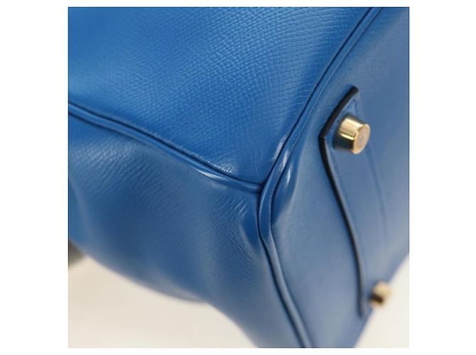Hermès Borsa HERMES Birkin 35 in pelle blu oro autentica 188015SM D'oro - vista 12