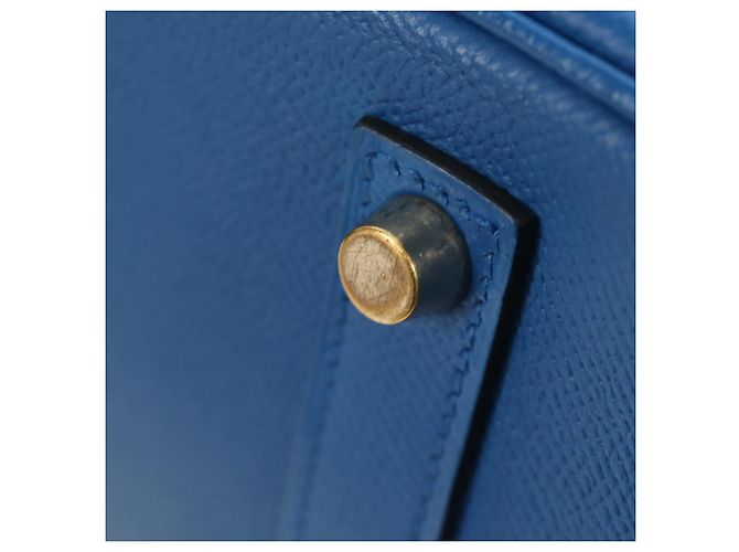 Hermès Borsa HERMES Birkin 35 in pelle blu oro autentica 188015SM D'oro - vista 15