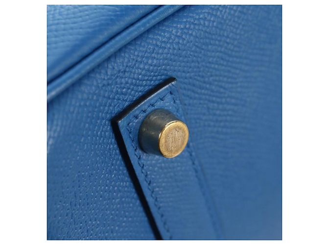 Hermès Borsa HERMES Birkin 35 in pelle blu oro autentica 188015SM D'oro - vista 16