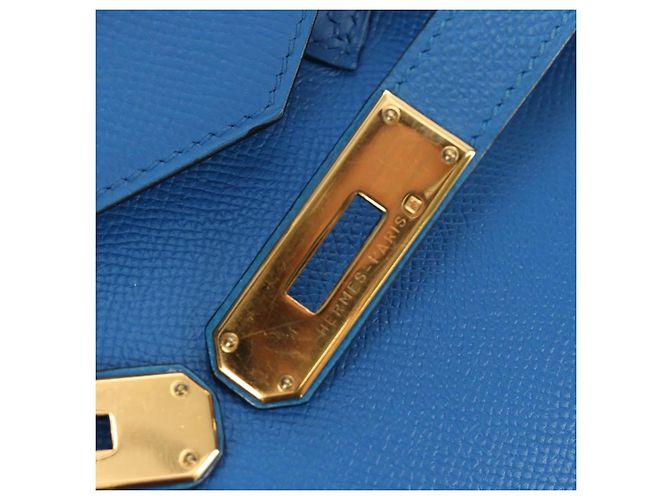 Hermès Borsa HERMES Birkin 35 in pelle blu oro autentica 188015SM D'oro - vista 18