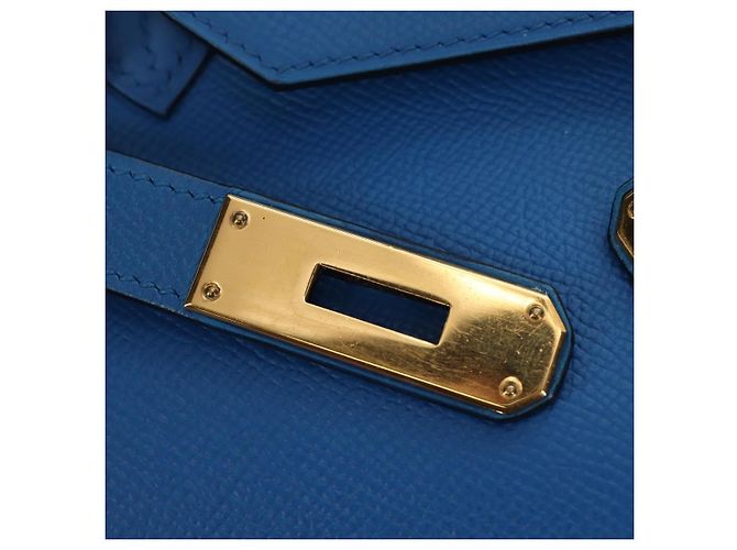 Hermès Borsa HERMES Birkin 35 in pelle blu oro autentica 188015SM D'oro - vista 19