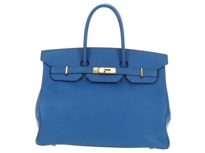 Hermès Borsa HERMES Birkin 35 in pelle blu oro autentica 188015SM D'oro - vista 2