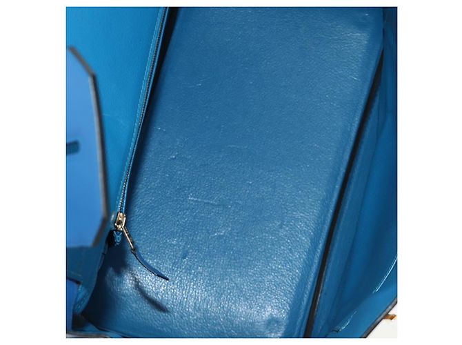 Hermès Borsa HERMES Birkin 35 in pelle blu oro autentica 188015SM D'oro - vista 22
