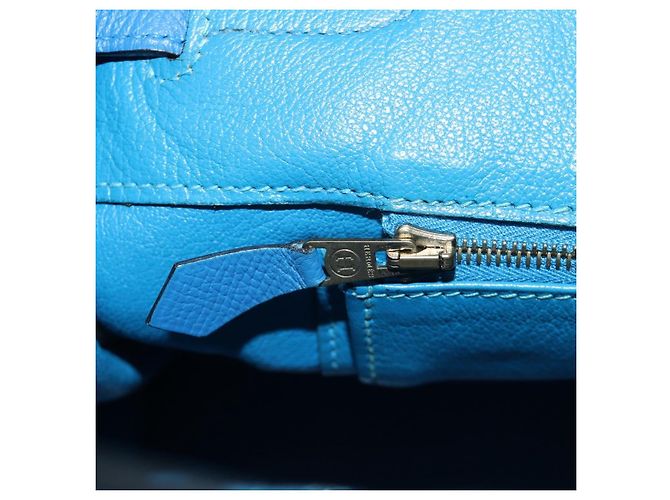 Hermès Borsa HERMES Birkin 35 in pelle blu oro autentica 188015SM D'oro - vista 26