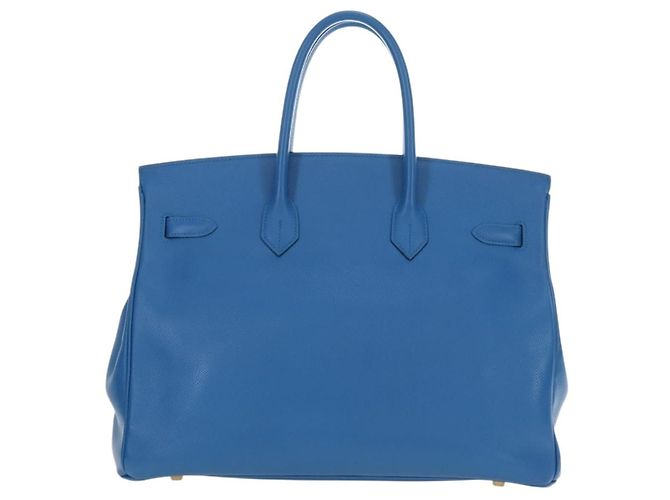 Hermès Borsa HERMES Birkin 35 in pelle blu oro autentica 188015SM D'oro - vista 3
