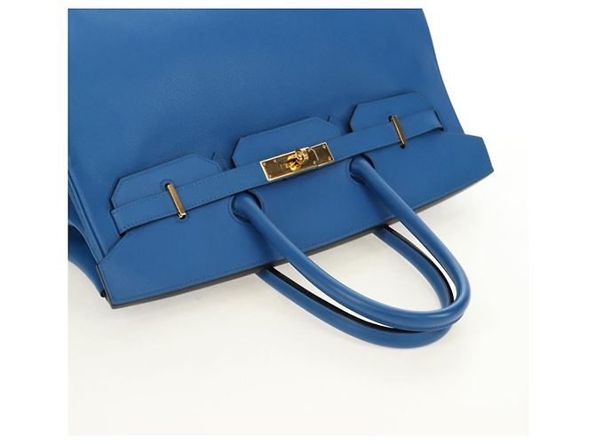 Hermès Borsa HERMES Birkin 35 in pelle blu oro autentica 188015SM D'oro - vista 6
