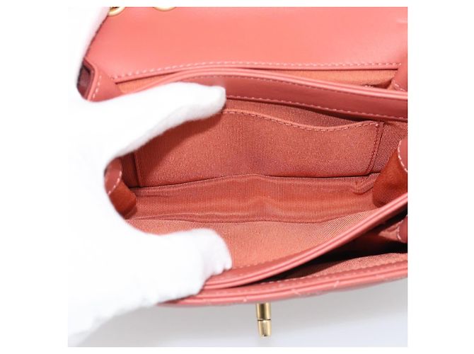 CHANEL Matelasse Chain Shoulder Bag Lamb Skin Pink Gold CC Auth 190185SAM Rosa D'oro - vista 10